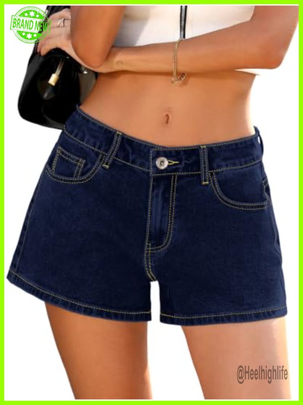 Baggy Jean Shorts for Women Stretch Denim Low Rise A-Line Summer Casual Jorts
